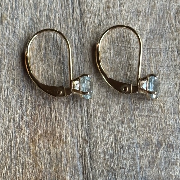 10k Gold Aquamarine Drop Earrings - Picture 3 of 7